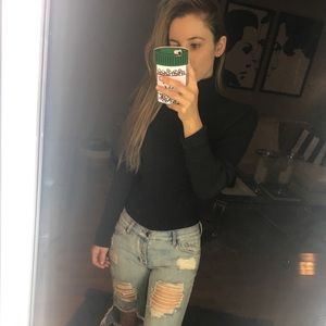 Black Ribbed Turtleneck